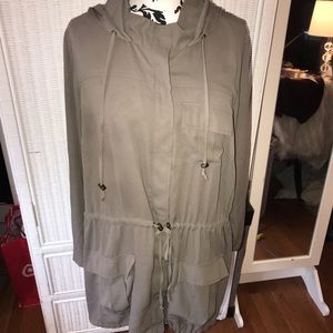OLIVE GREEN DANIEL RAINN CHIFFON ANORAK JACKET 2X